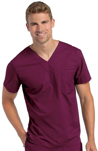 Landau Men's Pre-Washed V-Neck Tunic Scrub Top. Embroidery is available on this item.