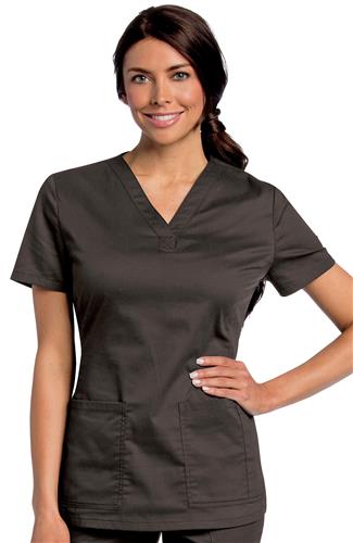 Landau Women's All-Day Y-Neck Scrub Tunic. Embroidery is available on this item.