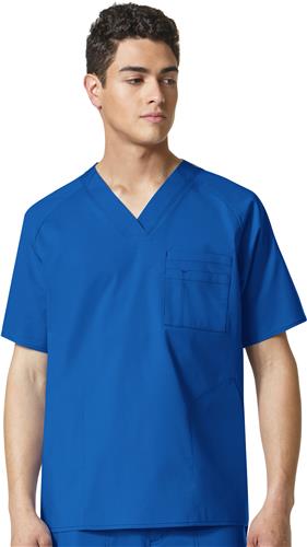 WonderFlex Mens Anchor V-Neck Pocket Scrub Top. Embroidery is available on this item.
