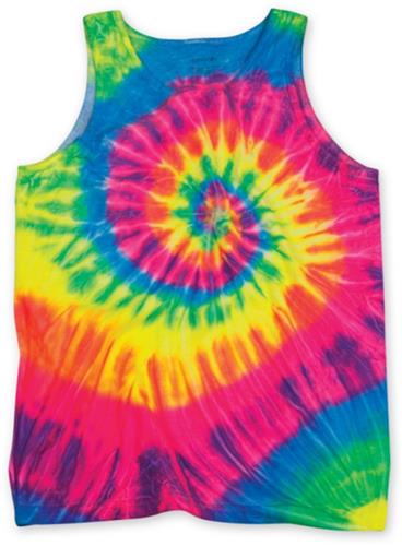 Dyenomite 420MS Multi-Spiral Tie Dye Tank Tops. Printing is available for this item.