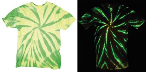 Dyenomite Glow-in-the-dark Tie Dye T-Shirts. Printing is available for this item.