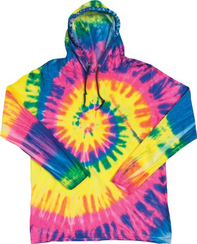 Dyenomite 430VR Cyclone Tie Dye Hooded Tee. Decorated in seven days or less.