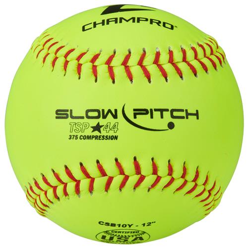 Champro ASA/USA 12" Slow Pitch Softball Yellow Leather .44 COR (DZ)