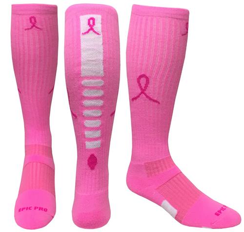 Over-The-Calf Breast Cancer Pink Ribbon Hero Knee High Socks PAIR