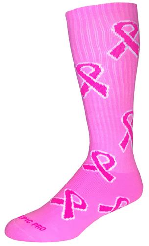 Over-The-Calf Breast Cancer Awareness Pink Knee High Ribbon Socks PAIR
