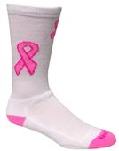 Breast Cancer White Pink Ribbon Crew Socks Breast Cancer White Pink Ribbon Crew Socks