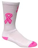 Crew Breast Cancer White Pink Ribbon Socks PAIR