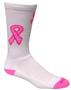 Breast Cancer White Pink Ribbon Crew Socks