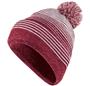Triple Color Pom-Pom, Constant Rib-Knit Beanie (Maroon/White)
