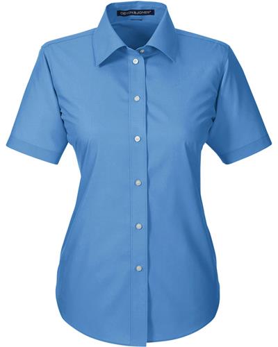Devon & Jones Ladies Broadcloth Short Sleeve Shirt. Printing is available for this item.
