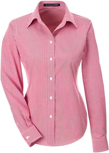 Devon & Jones Ladies Gingham Check Shirt. Printing is available for this item.