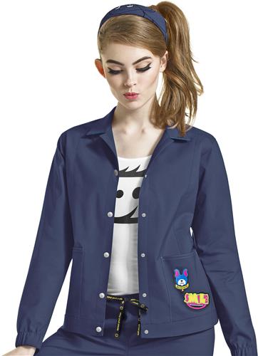 I Love WonderWink Womens Denim Style Scrub Jacket. Embroidery is available on this item.