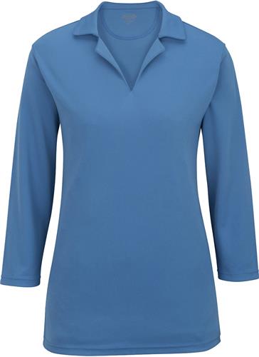 Edwards Womens Flat Knit 3/4 Sleeve Polo. Printing is available for this item.