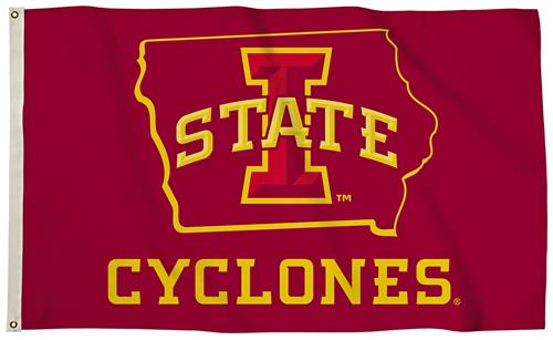 Collegiate Iowa State 3'x5' Flag w/State Outline