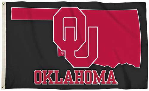 Collegiate Oklahoma 3'x5' Flag w/State Outline