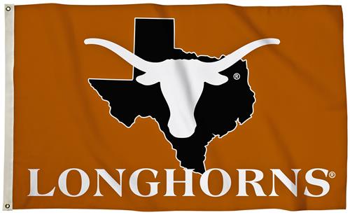 Collegiate Texas 3'x5' Flag w/State Outline