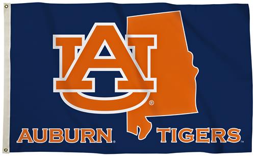Collegiate Auburn 3'x5' Flag w/State Outline