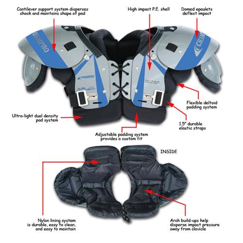 Champro AirTech 4.1 Shoulder Pads Varsity Football Equipment and Gear