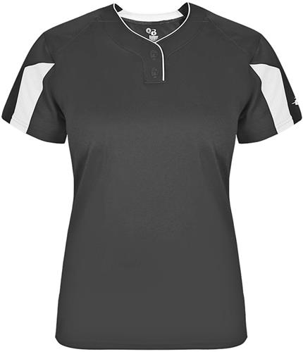 Badger Ladies/Girls Stricker Placket Jersey. Decorated in seven days or less.