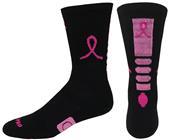 Crew Breast Cancer Black Pink Ribbon Hero Socks PAIR