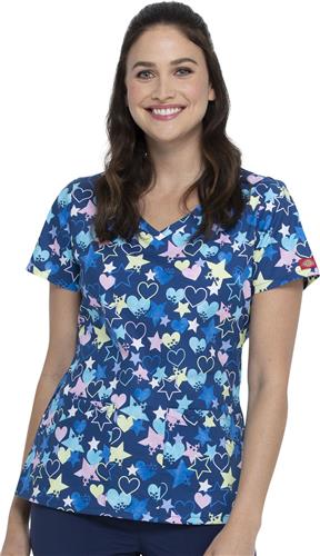 Dickies Prints Womens V-Neck Scrub Top. Embroidery is available on this item.