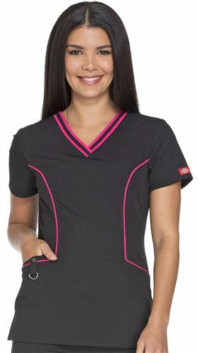 Dickies Women's Xtreme Stretch V-Neck Scrub Top. Embroidery is available on this item.