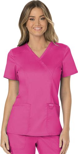 WW Revolution Womens Mock Wrap Scrub Top. Embroidery is available on this item.