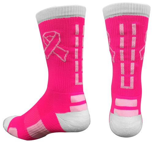 Pearsox Dash Pink Ribbon Crew Socks