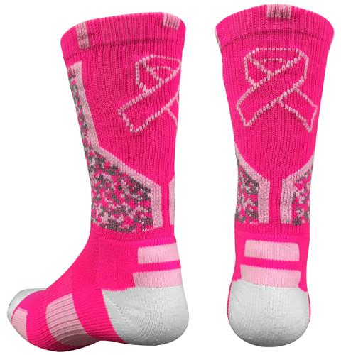 Pearsox Pink Ribbon Camo Crew Socks