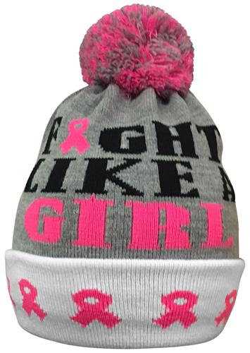 Pearsox Fight Like A Girl Pink Ribbon Beanie Hat