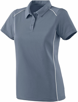 Womens Sporty, 3-Button Contract Piping Polo Shirt (WM - Navy/White)