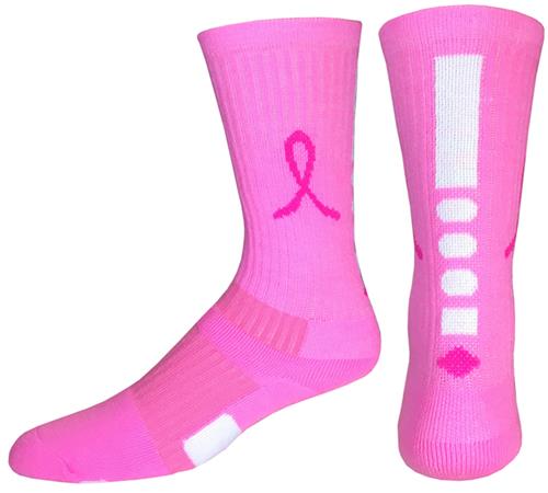 Breast Cancer Pink Ribbon Hero Crew Socks