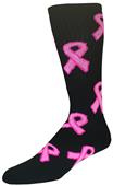 Breast Cancer Awareness Black Pink Ribbon Kneehigh/OTC Socks PAIR