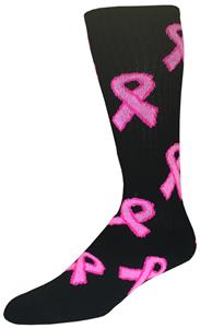 Breast Cancer Awareness Black Pink Ribbon Socks