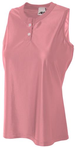 Womens X-Small Pink 2-Button Racerback Sleeveless Softball Jerseys