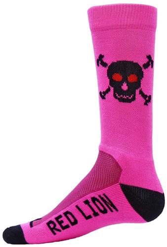 Red Lion Fluorescent Pink Skull/Bones Crew Socks