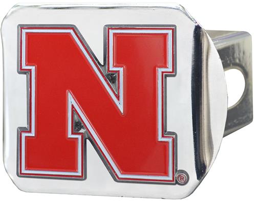 Fan Mats NCAA Nebraska Chrome/Color Hitch Cover