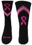 Breast Cancer Black Pink Ribbon VBack Crew Socks