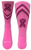 Pink Breast Cancer Pink Ribbon VBack Crew Socks Pink Breast Cancer Pink Ribbon VBack Crew Socks
