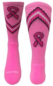 Pink Breast Cancer Pink Ribbon VBack Crew Socks