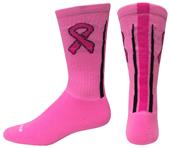 Pink Breast Cancer Ribbon Stripe Back Crew Socks Pink Breast Cancer Ribbon Stripe Back Crew Socks