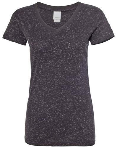 J America Ladies Glitter V-Neck Tee. Printing is available for this item.