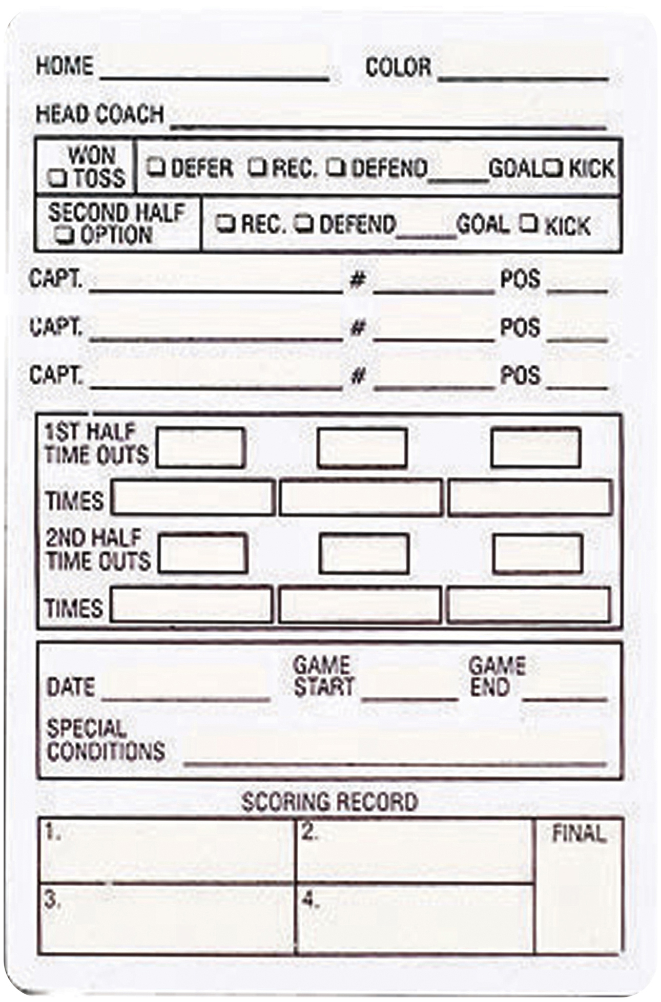 E127901 Adams Football Officials Throw Away Game Cards (pk25)