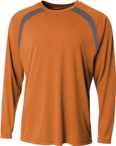 A4 Adult Spartan Long Sleeve Color Block Crew. Printing is available for this item.
