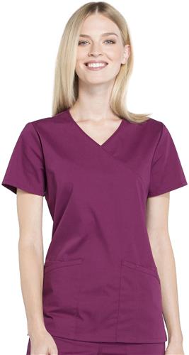 WW Professionals Womens Mock Wrap Scrub Top. Embroidery is available on this item.
