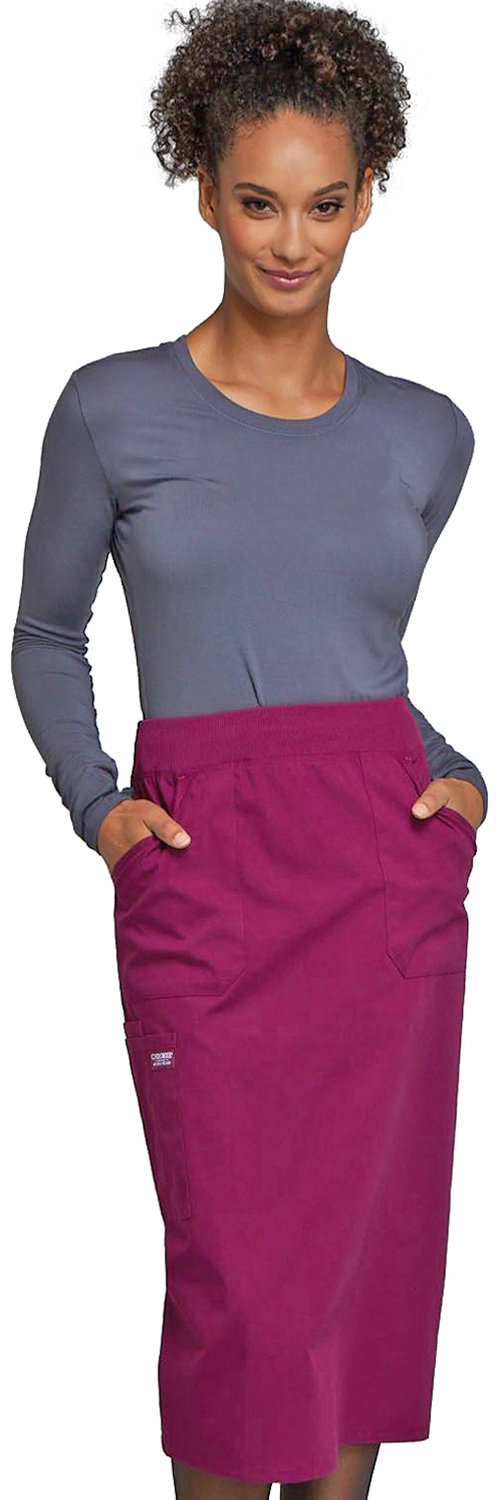 E128612 Cherokee Workwear Womens Knit Waistband Skirt