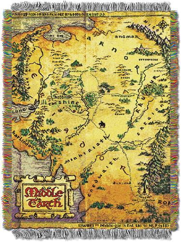 Northwest The Hobbit "Middle Earth Map" Throw