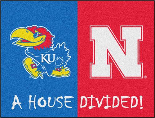 Fan Mats NCAA Kansas/Nebraska House Divided Mat