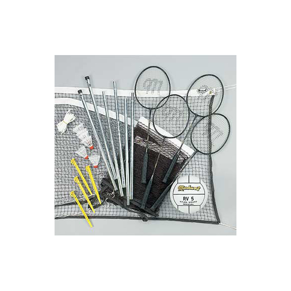 Markwort Deluxe Set Badminton Completo | 4 Racchette In Acciaio, Rete Con Pali, 6 Volani | Gioco Da Esterno Per Cortile E Giardino - 4
