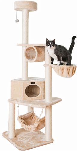 Armarkat 72" H Pet Real Wood Cat Tower, Tower EntertaInment Furniture With Lounge Basket, Perch, A72
